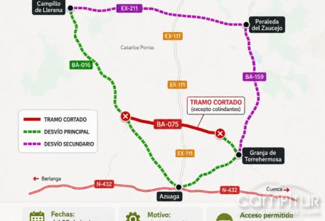 La carretera entre Granja y Campillo quedará cerrada por obras